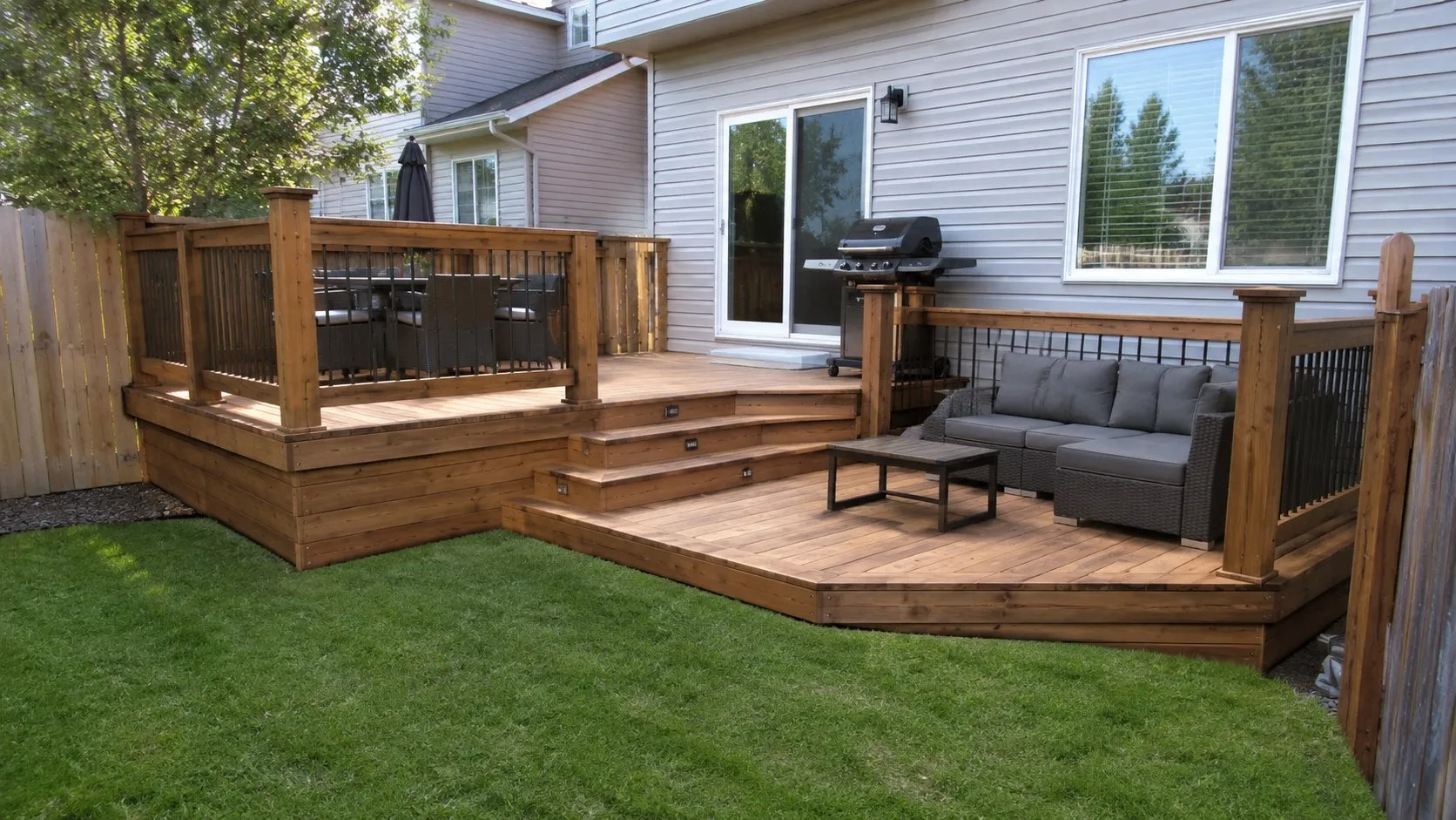 Custom backyard cedar deck