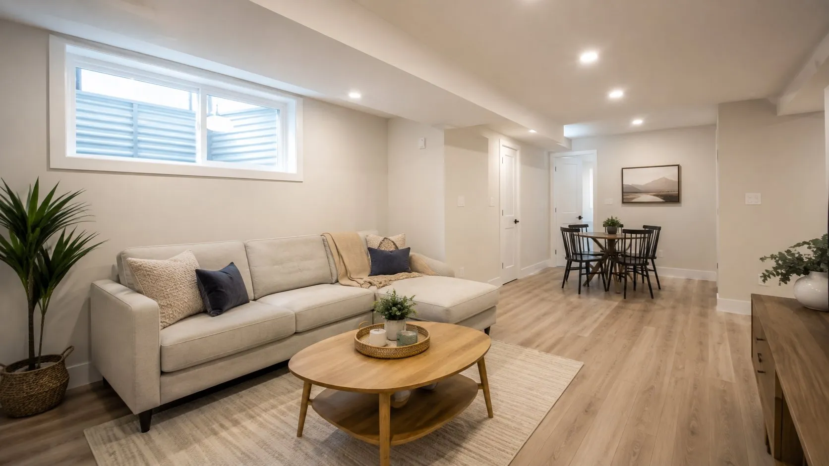 Finished basement living space