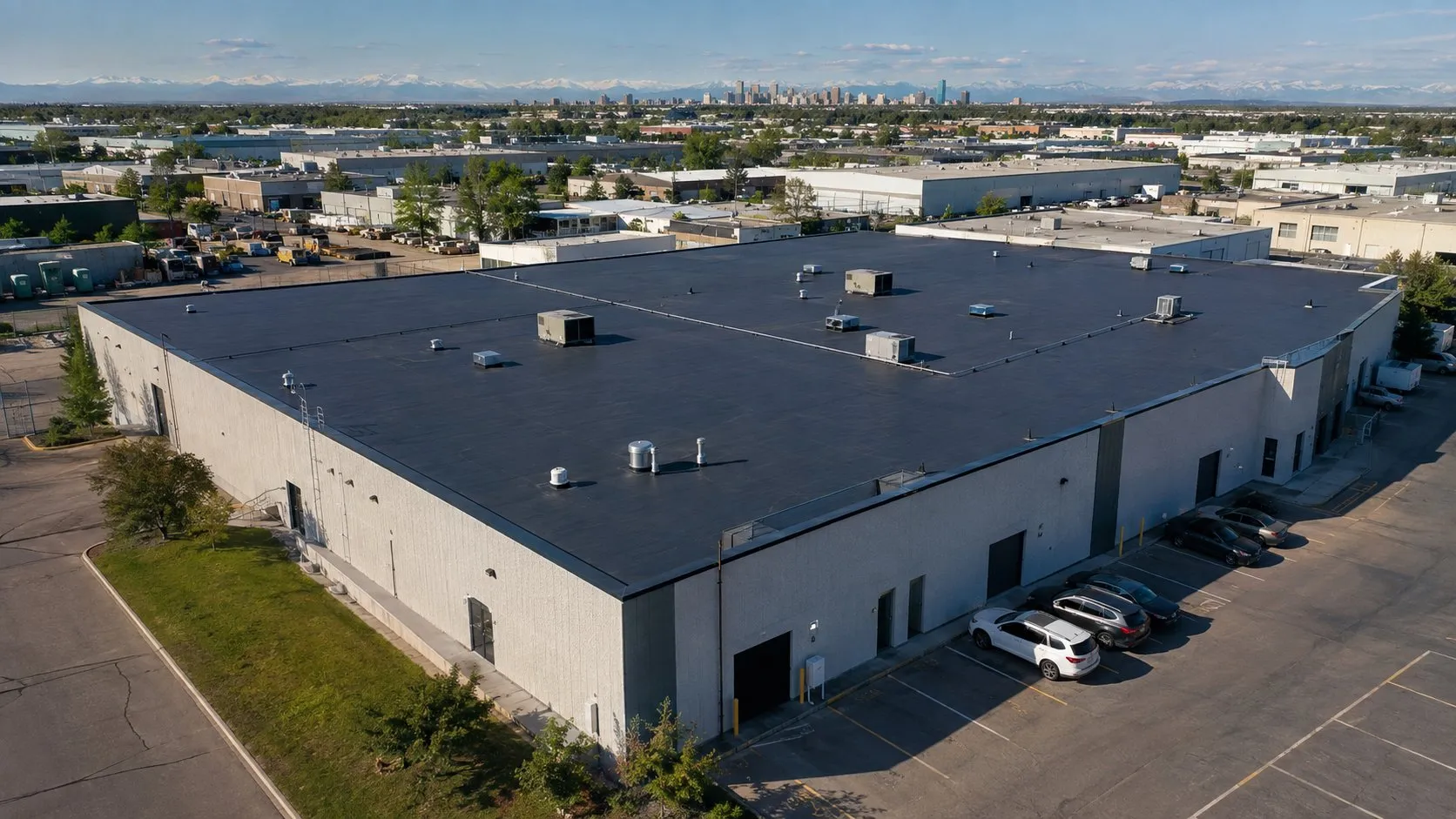 Commercial flat roof from above